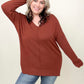 Hi-Low Hem V Neck Knit Top - 2 Colors