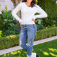 Sasha Fuzzy Twist Detail Sweater In Ivory