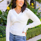 Sasha Fuzzy Twist Detail Sweater In Ivory