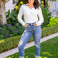 Sasha Fuzzy Twist Detail Sweater In Ivory
