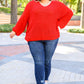 Seasonal Shift Long Sleeve Knit Sweater In Red