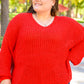 Seasonal Shift Long Sleeve Knit Sweater In Red
