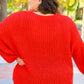 Seasonal Shift Long Sleeve Knit Sweater In Red