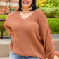 Seasonal Shift Long Sleeve Knit Sweater In Toffee