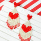 PREORDER: Seed Bead Tassel Heart Earrings in Two Colors