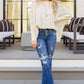 Seeing Patterns Loose Fit Knit Sweater In Cream