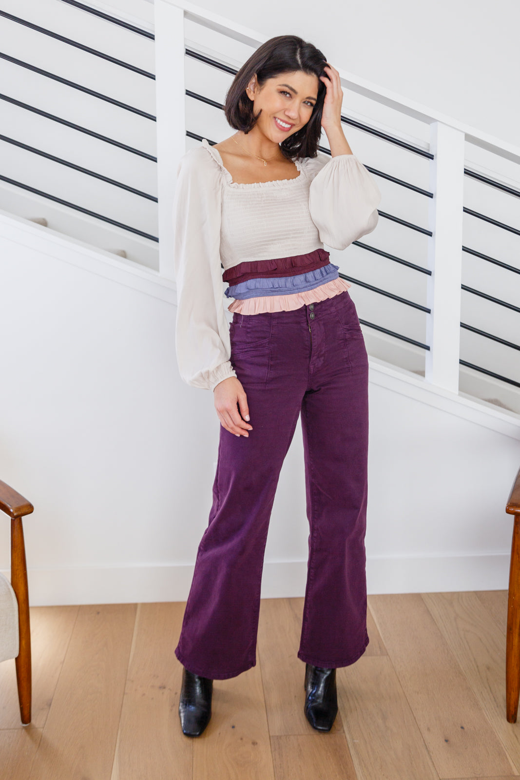 Mica High Rise Wide Leg Jeans in Plum