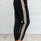 Side Panel Animal Print Sweatpants In Black