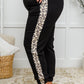 Side Panel Animal Print Sweatpants In Black