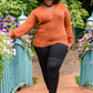 Sierra Long Sleeve Eyelash Sweater Knit Top In Rust