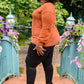 Sierra Long Sleeve Eyelash Sweater Knit Top In Rust