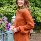 Sierra Long Sleeve Eyelash Sweater Knit Top In Rust