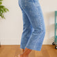 Zenana Raw Hem Wide Leg Cropped Jeans