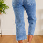 Zenana Raw Hem Wide Leg Cropped Jeans
