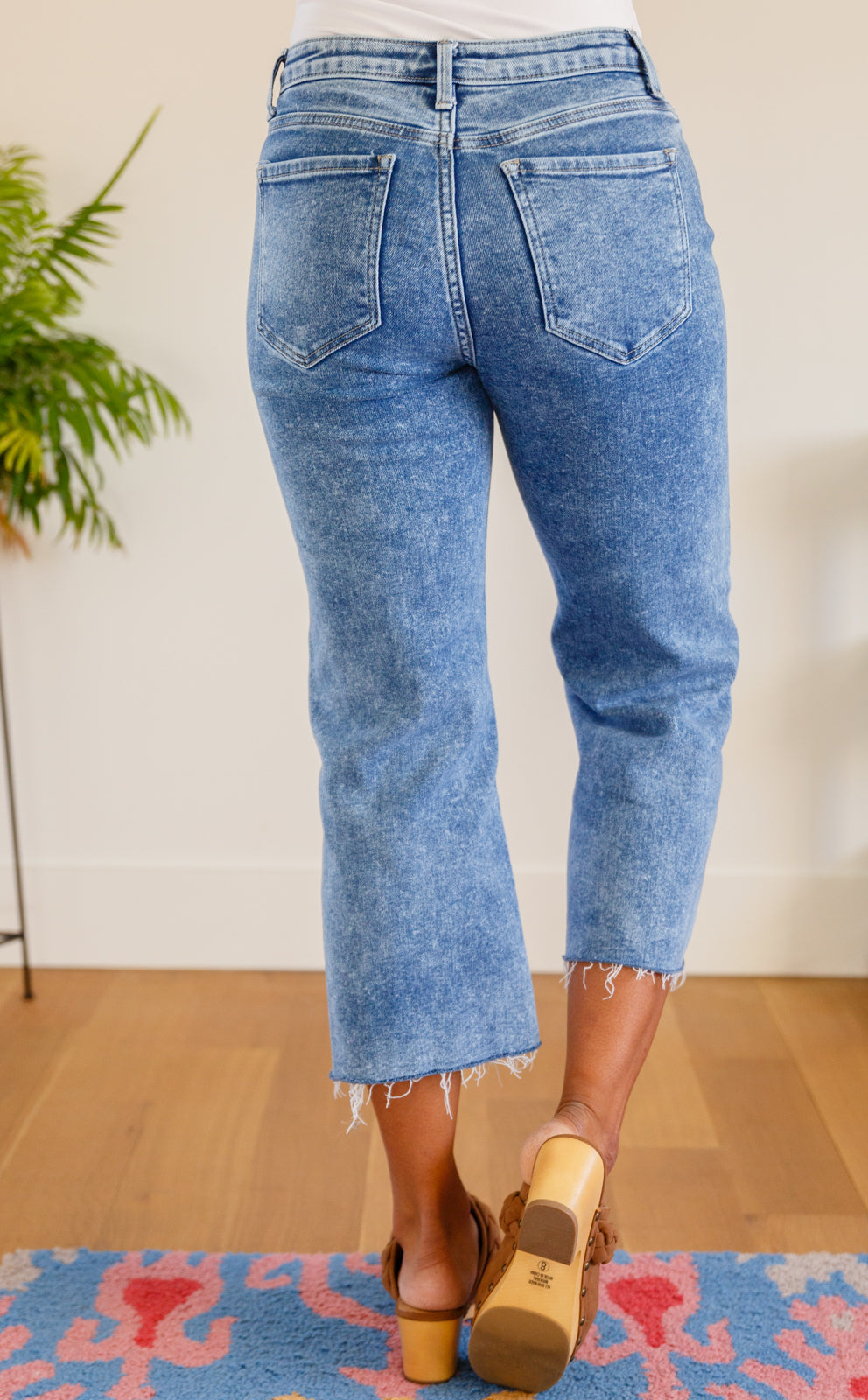 Zenana Raw Hem Wide Leg Cropped Jeans