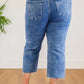 Zenana Raw Hem Wide Leg Cropped Jeans