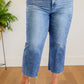 Zenana Raw Hem Wide Leg Cropped Jeans