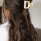 Small Square Claw Clip in Gold Pearl