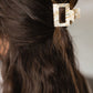 Small Square Claw Clip in Gold Pearl