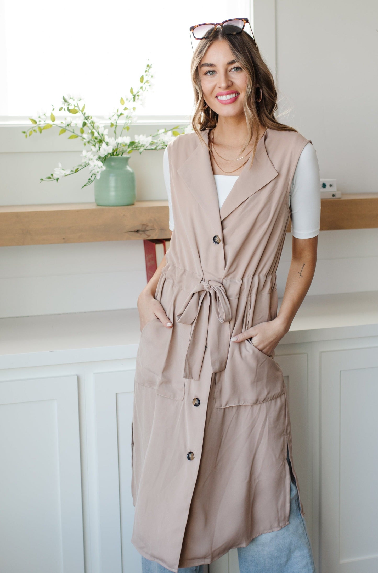 Small Talk Sleeveless Trench