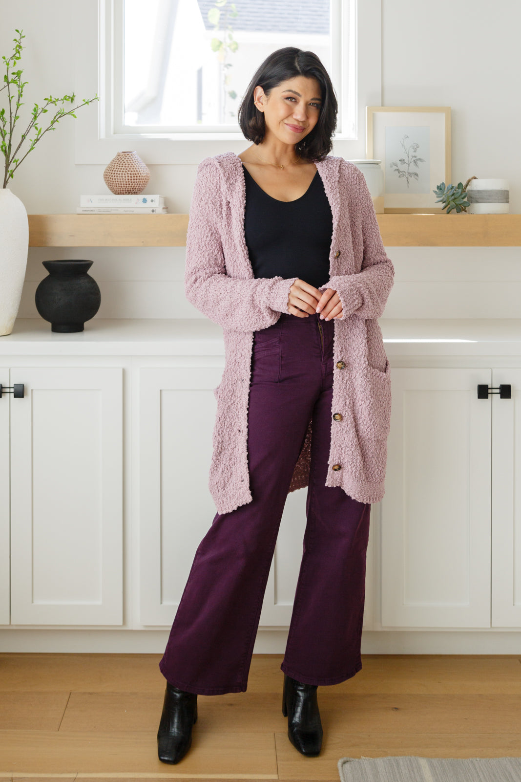 Mica High Rise Wide Leg Jeans in Plum