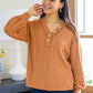 Speak Sweetly Textured Knit Top With Buttons In Rust