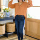 Speak Sweetly Textured Knit Top With Buttons In Rust