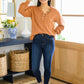 Speak Sweetly Textured Knit Top With Buttons In Rust