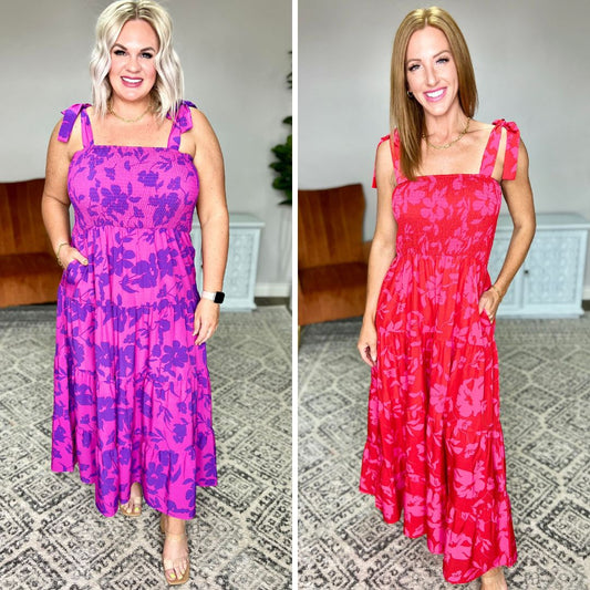 PREORDER: Tiered Floral Maxi Dress in Two Colors