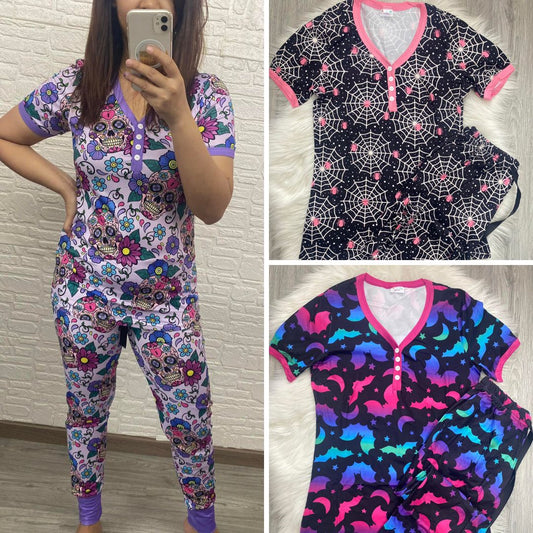 PREORDER: Halloween Short Sleeve Pajama Set in Three Colors