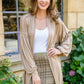 Stefanie Open Front Balloon Sleeve Cardigan In Taupe