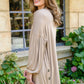 Stefanie Open Front Balloon Sleeve Cardigan In Taupe