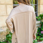 Stefanie Open Front Balloon Sleeve Cardigan In Taupe