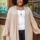 Stefanie Open Front Balloon Sleeve Cardigan In Taupe