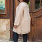 Stefanie Open Front Balloon Sleeve Cardigan In Taupe