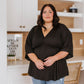Storied Moments Draped Peplum Top in Black