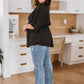 Storied Moments Draped Peplum Top in Black