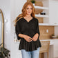 Storied Moments Draped Peplum Top in Black