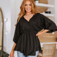 Storied Moments Draped Peplum Top in Black