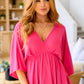 Storied Moments Draped Peplum Top in Fuchsia