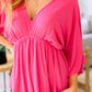 Storied Moments Draped Peplum Top in Fuchsia
