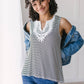 Stripes N Lace Top In Black