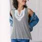 Stripes N Lace Top In Black