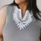 Stripes N Lace Top In Black