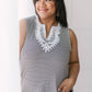 Stripes N Lace Top In Black