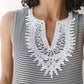 Stripes N Lace Top In Black
