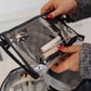 Subtly Checked Cosmetic Bags 3 Piece Set in Black