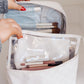 Subtly Checked Cosmetic Bags 3 Piece Set in Ivory