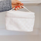 Subtly Checked Cosmetic Bags 3 Piece Set in Ivory