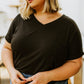 Sunday Mornings V-Neck Tee In Black